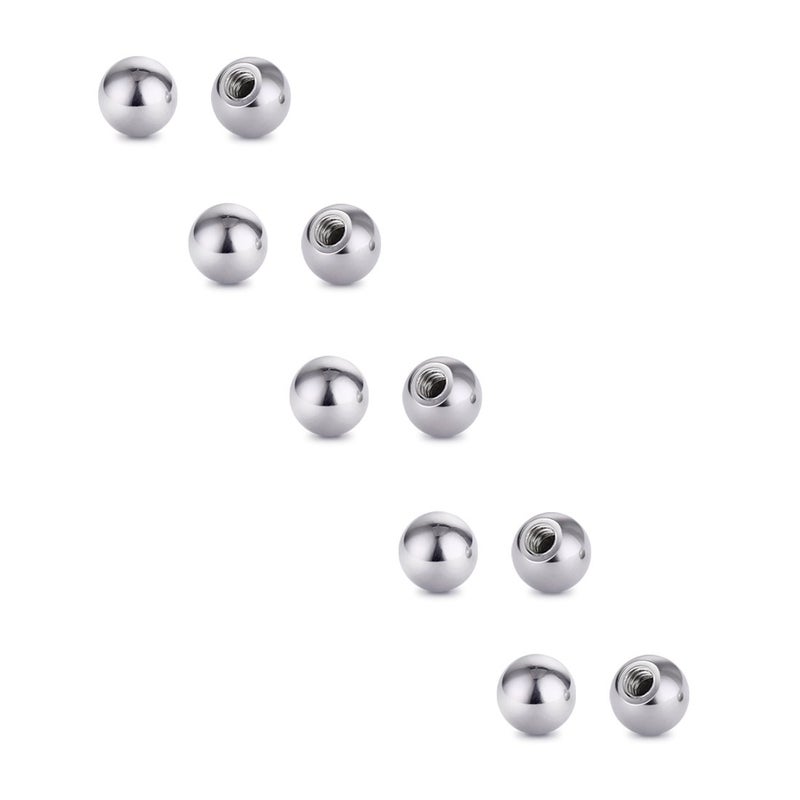COTTVOTT Threaded 316L Steel Replacement Balls Piercing Parts for Body Jewelry Labret Belly Rings Tongue Barbell 14G Pack of 10 (10pcs 14G 3mm) - Image 1